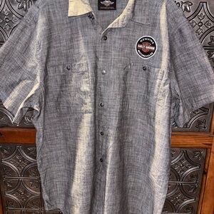 Harley-Davidson Gray Linen-look Casual Shirt Sz XL